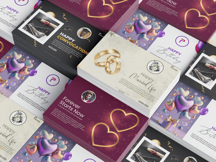 Customize any gift card to suite your brand and delight your recipient while still promoting your brand